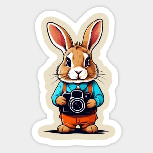 cute bunny holding camera Sticker